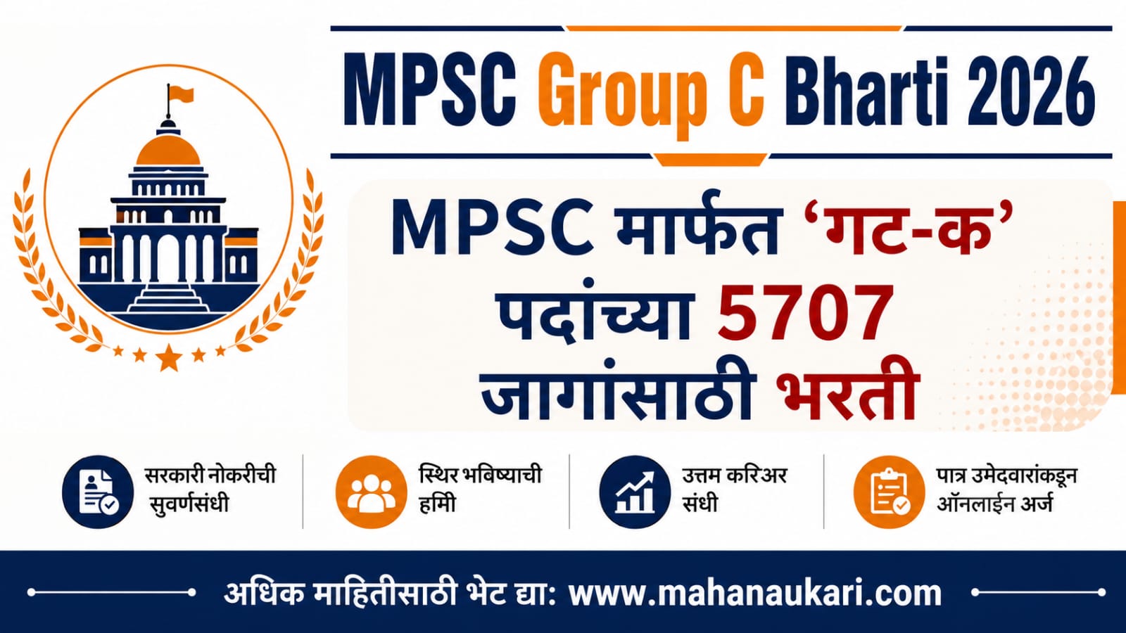 MPSC Group C Bharti 2026 5707 जागा